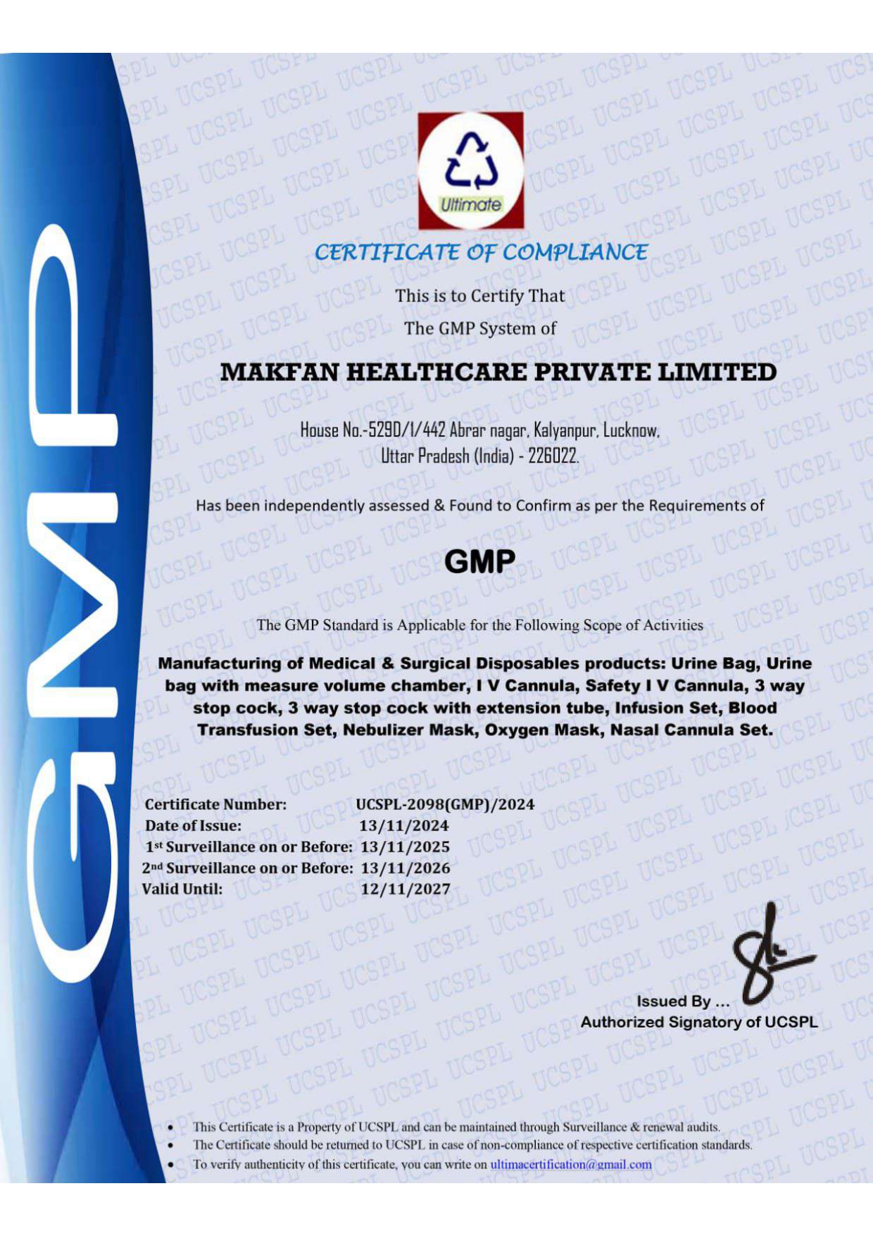 ISO 13485 Certificate